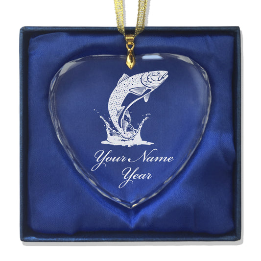 LaserGram Christmas Ornament, Trout Fish, Personalized Engraving Included (Heart Shape)
