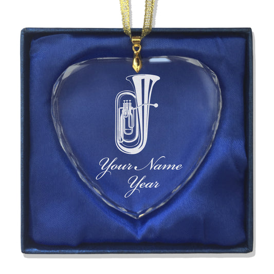 LaserGram Christmas Ornament, Tuba, Personalized Engraving Included (Heart Shape)
