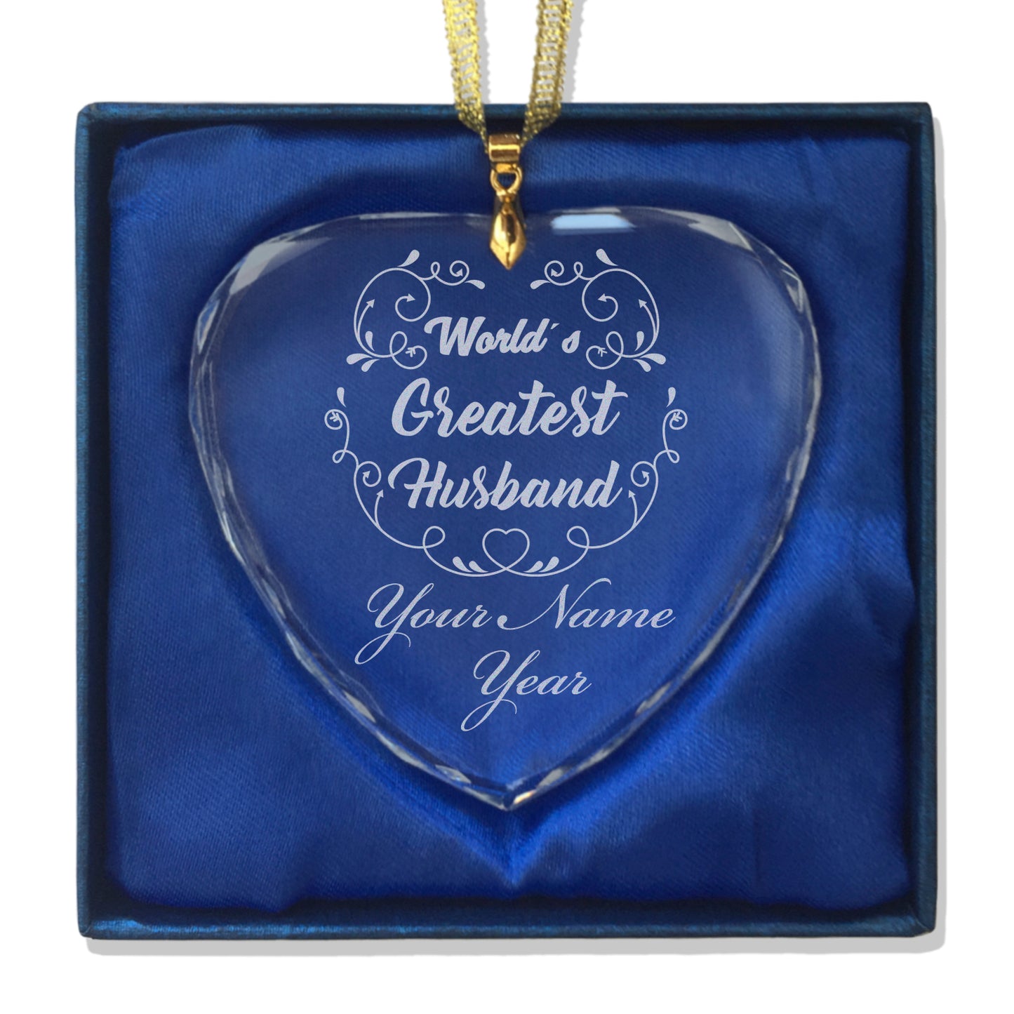 LaserGram Christmas Ornament, World's Greatest Husband, Personalized Engraving Included (Heart Shape)