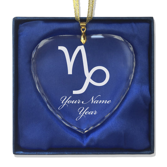 LaserGram Christmas Ornament, Zodiac Sign Capricorn, Personalized Engraving Included (Heart Shape)
