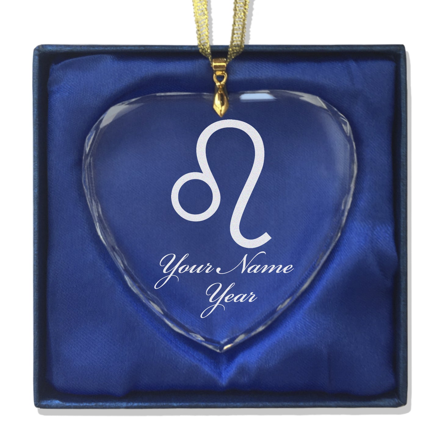 LaserGram Christmas Ornament, Zodiac Sign Leo, Personalized Engraving Included (Heart Shape)