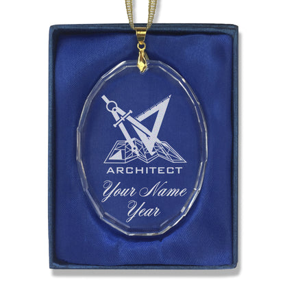 LaserGram Christmas Ornament, Architect Symbol, Personalized Engraving Included (Oval Shape)