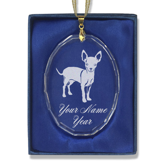 LaserGram Christmas Ornament, Chihuahua Dog, Personalized Engraving Included (Oval Shape)