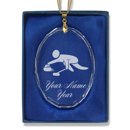 LaserGram Christmas Ornament, Curling Figure, Personalized Engraving Included (Oval Shape)