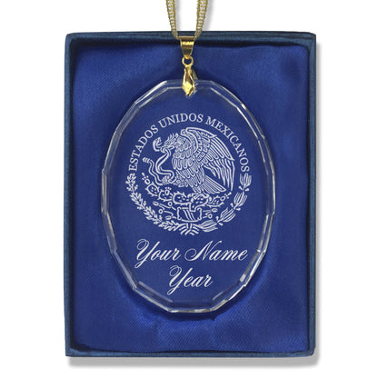 LaserGram Christmas Ornament, Flag of Mexico, Personalized Engraving Included (Oval Shape)