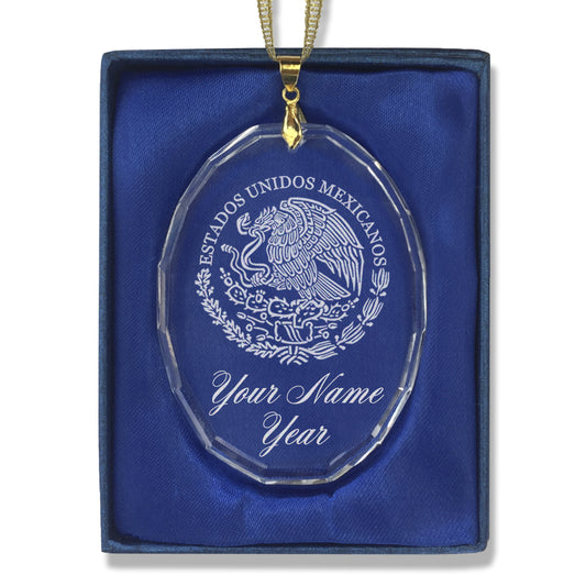 LaserGram Christmas Ornament, Flag of Mexico, Personalized Engraving Included (Oval Shape)