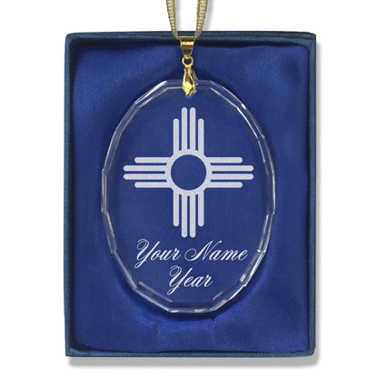 LaserGram Christmas Ornament, Flag of New Mexico, Personalized Engraving Included (Oval Shape)