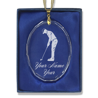 LaserGram Christmas Ornament, Golfer Putting, Personalized Engraving Included (Oval Shape)