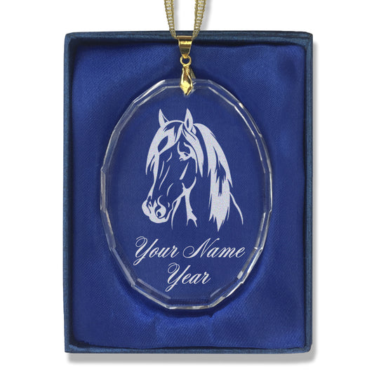 LaserGram Christmas Ornament, Horse Head 1, Personalized Engraving Included (Oval Shape)