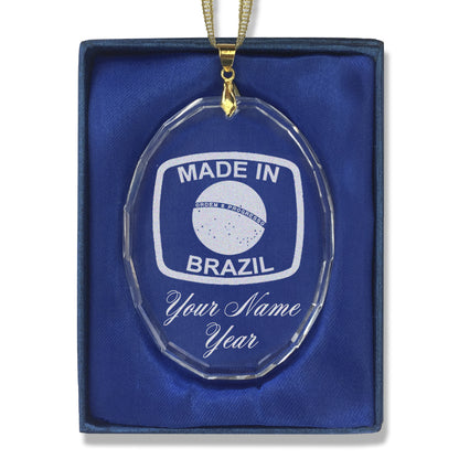 LaserGram Christmas Ornament, Made in Brazil, Personalized Engraving Included (Oval Shape)