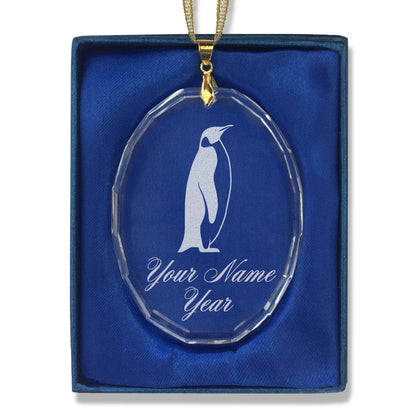 LaserGram Christmas Ornament, Penguin, Personalized Engraving Included (Oval Shape)