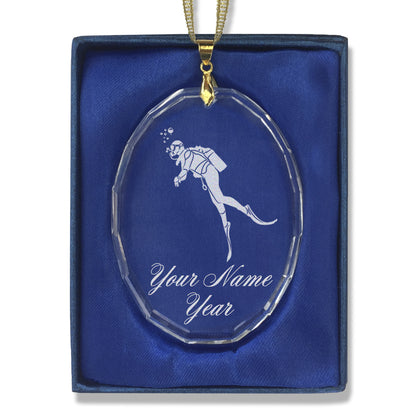 LaserGram Christmas Ornament, Scuba Diver, Personalized Engraving Included (Oval Shape)