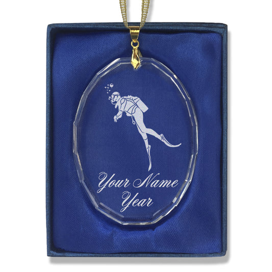 LaserGram Christmas Ornament, Scuba Diver, Personalized Engraving Included (Oval Shape)