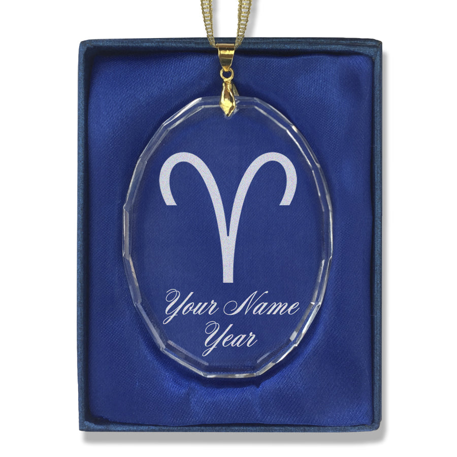 LaserGram Christmas Ornament, Zodiac Sign Aries, Personalized Engraving Included (Oval Shape)