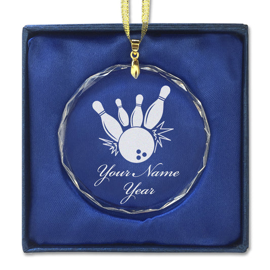 LaserGram Christmas Ornament, Bowling Ball and Pins, Personalized Engraving Included (Round Shape)