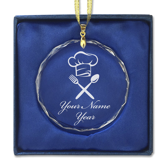 LaserGram Christmas Ornament, Chef Hat, Personalized Engraving Included (Round Shape)