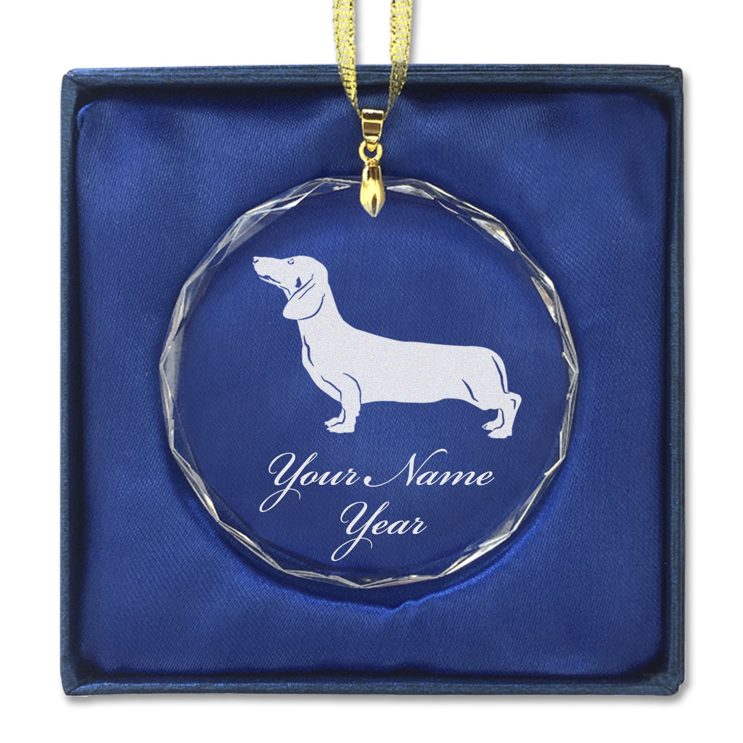 LaserGram Christmas Ornament, Dachshund Dog, Personalized Engraving Included (Round Shape)