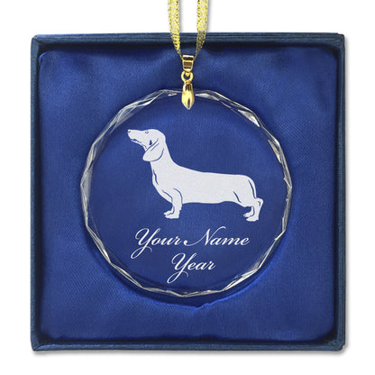 LaserGram Christmas Ornament, Dachshund Dog, Personalized Engraving Included (Round Shape)