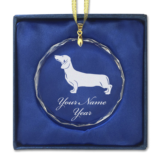 LaserGram Christmas Ornament, Dachshund Dog, Personalized Engraving Included (Round Shape)