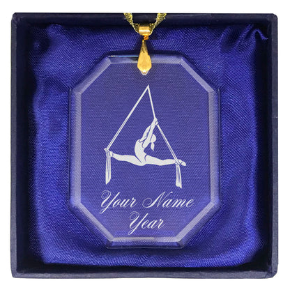 LaserGram Christmas Ornament, Aerial Silks, Personalized Engraving Included (Rectangle Shape)