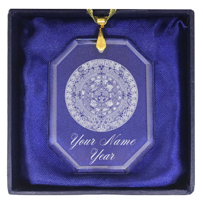 LaserGram Christmas Ornament, Aztec Calendar, Personalized Engraving Included (Rectangle Shape)