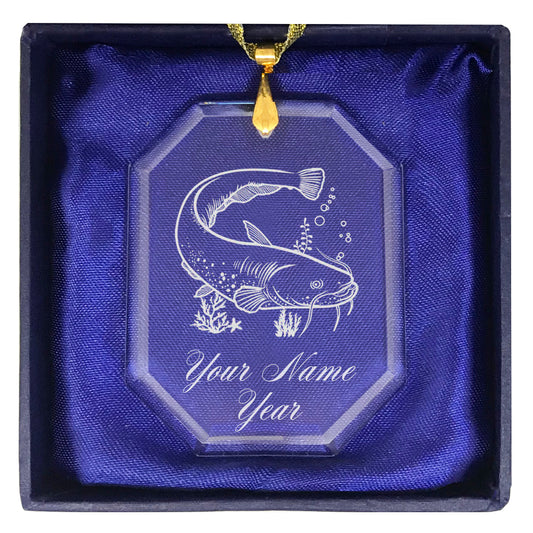 LaserGram Christmas Ornament, Catfish, Personalized Engraving Included (Rectangle Shape)