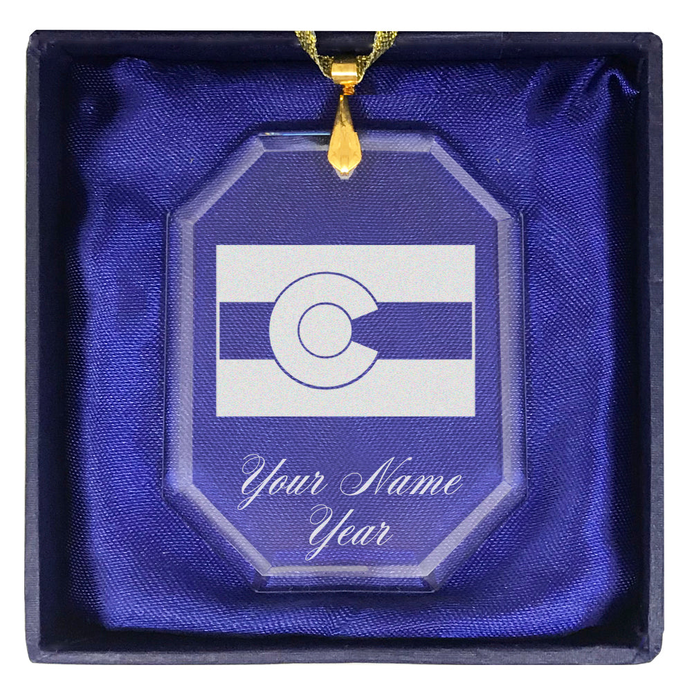 LaserGram Christmas Ornament, Flag of Colorado, Personalized Engraving Included (Rectangle Shape)