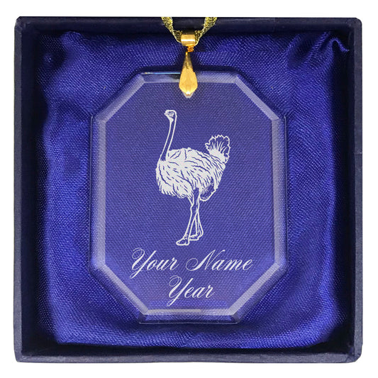 LaserGram Christmas Ornament, Ostrich, Personalized Engraving Included (Rectangle Shape)