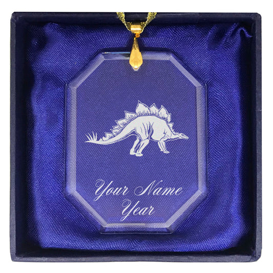 LaserGram Christmas Ornament, Stegosaurus Dinosaur, Personalized Engraving Included (Rectangle Shape)