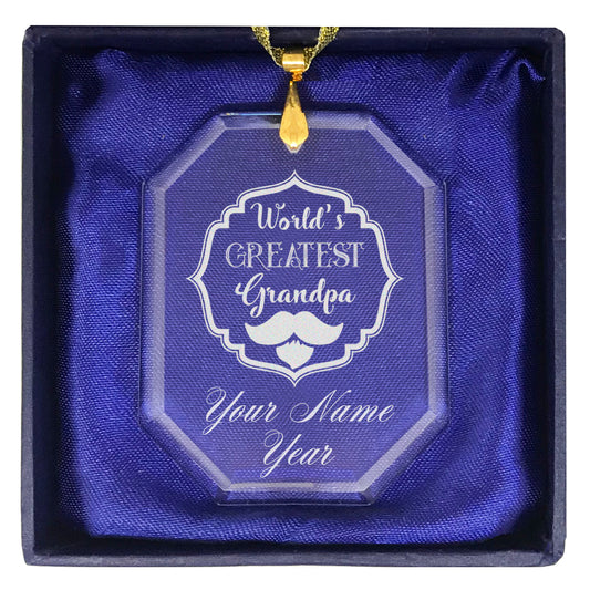 LaserGram Christmas Ornament, World's Greatest Grandpa, Personalized Engraving Included (Rectangle Shape)