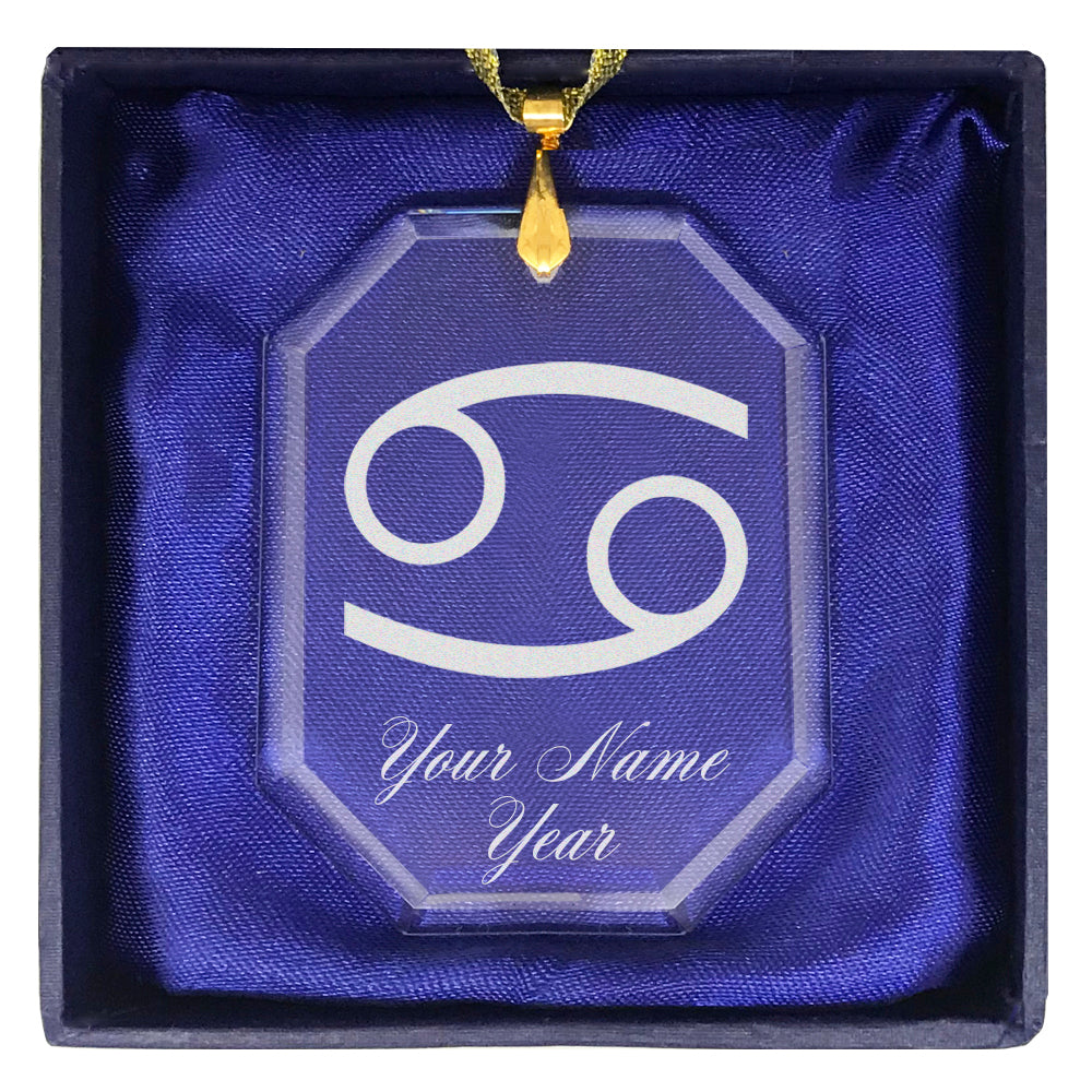 LaserGram Christmas Ornament, Zodiac Sign Cancer, Personalized Engraving Included (Rectangle Shape)