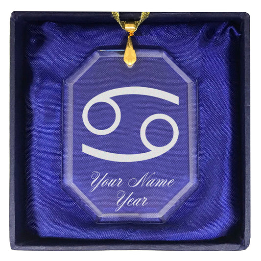 LaserGram Christmas Ornament, Zodiac Sign Cancer, Personalized Engraving Included (Rectangle Shape)