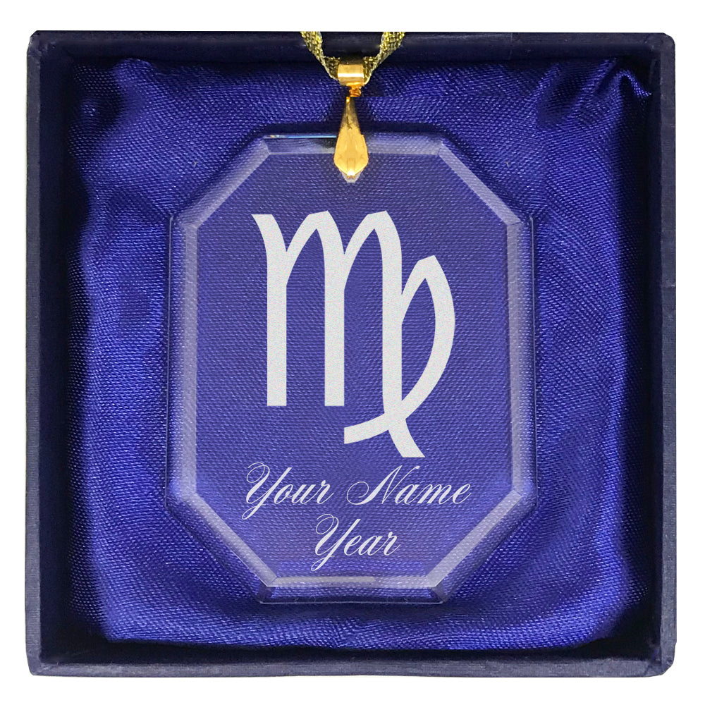 LaserGram Christmas Ornament, Zodiac Sign Virgo, Personalized Engraving Included (Rectangle Shape)