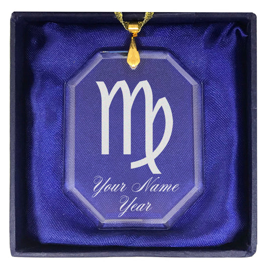 LaserGram Christmas Ornament, Zodiac Sign Virgo, Personalized Engraving Included (Rectangle Shape)