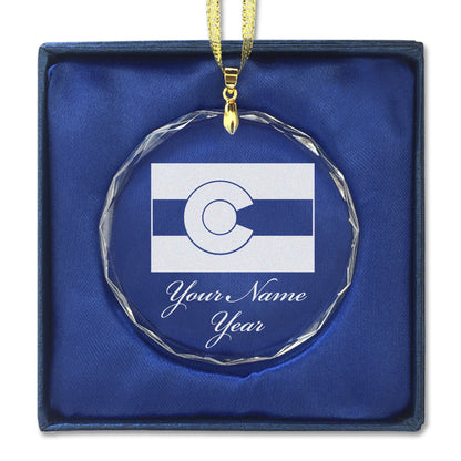 LaserGram Christmas Ornament, Flag of Colorado, Personalized Engraving Included (Round Shape)