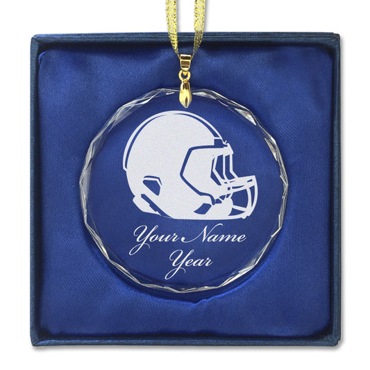 LaserGram Christmas Ornament, Football Helmet, Personalized Engraving Included (Round Shape)
