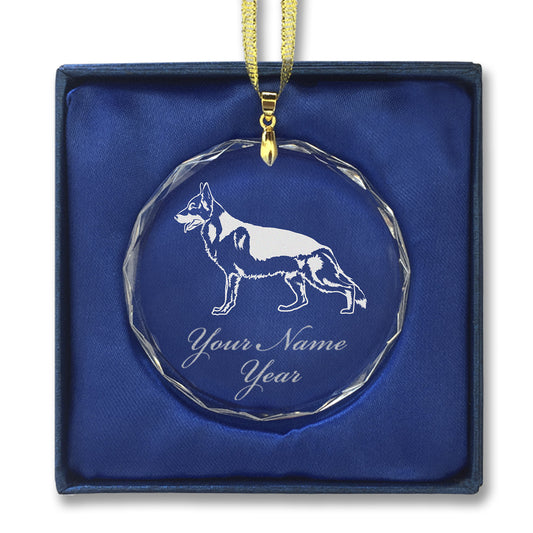 LaserGram Christmas Ornament, German Shepherd Dog, Personalized Engraving Included (Round Shape)