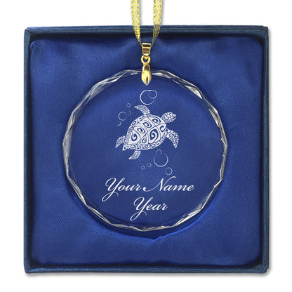 LaserGram Christmas Ornament, Hawaiian Sea Turtle, Personalized Engraving Included (Round Shape)