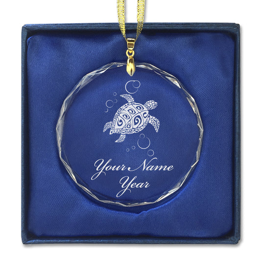 LaserGram Christmas Ornament, Hawaiian Sea Turtle, Personalized Engraving Included (Round Shape)
