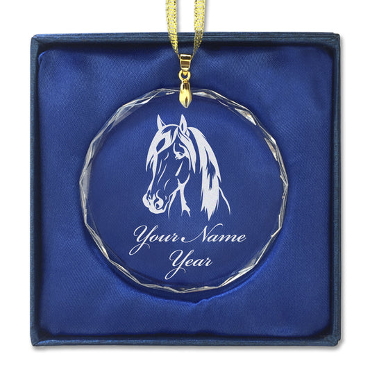 LaserGram Christmas Ornament, Horse Head 1, Personalized Engraving Included (Round Shape)