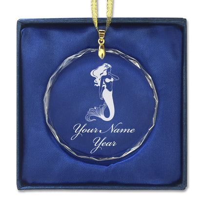 LaserGram Christmas Ornament, Mermaid, Personalized Engraving Included (Round Shape)