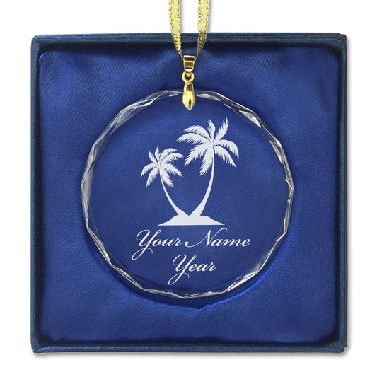 LaserGram Christmas Ornament, Palm Trees, Personalized Engraving Included (Round Shape)