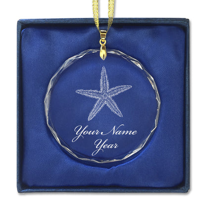 LaserGram Christmas Ornament, Starfish, Personalized Engraving Included (Round Shape)