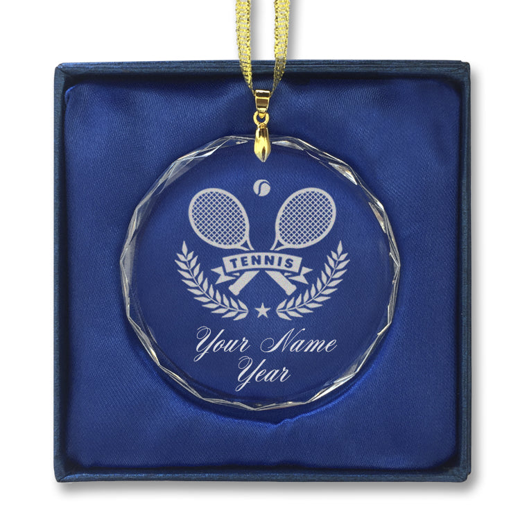 LaserGram Christmas Ornament, Tennis Rackets, Personalized Engraving Included (Round Shape)