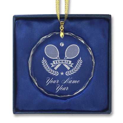 LaserGram Christmas Ornament, Tennis Rackets, Personalized Engraving Included (Round Shape)