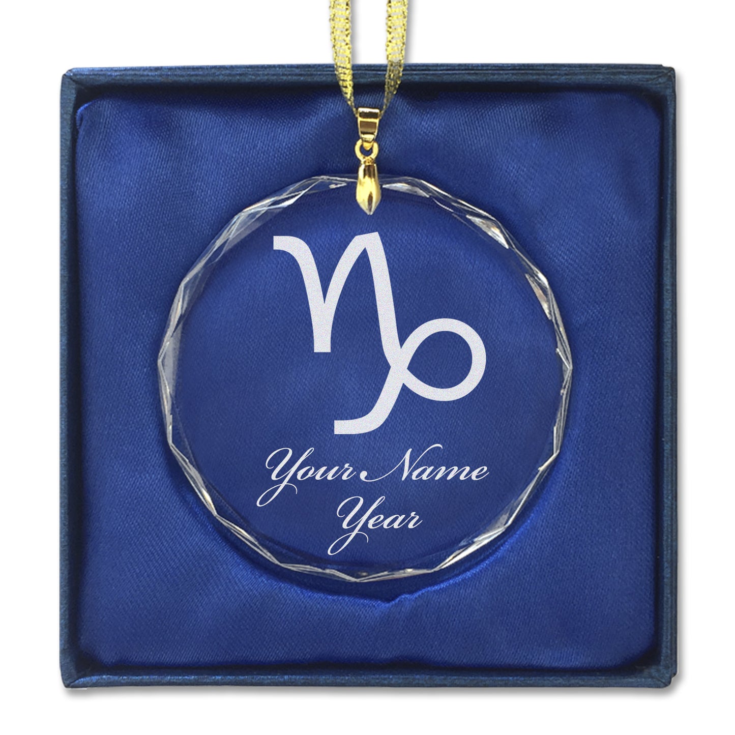 LaserGram Christmas Ornament, Zodiac Sign Capricorn, Personalized Engraving Included (Round Shape)