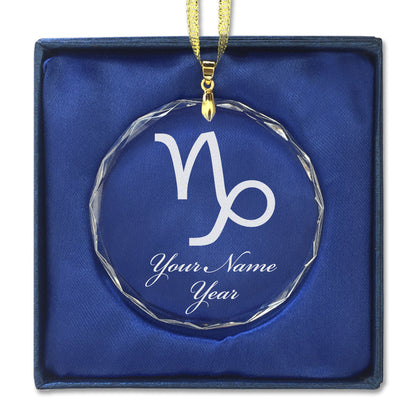 LaserGram Christmas Ornament, Zodiac Sign Capricorn, Personalized Engraving Included (Round Shape)