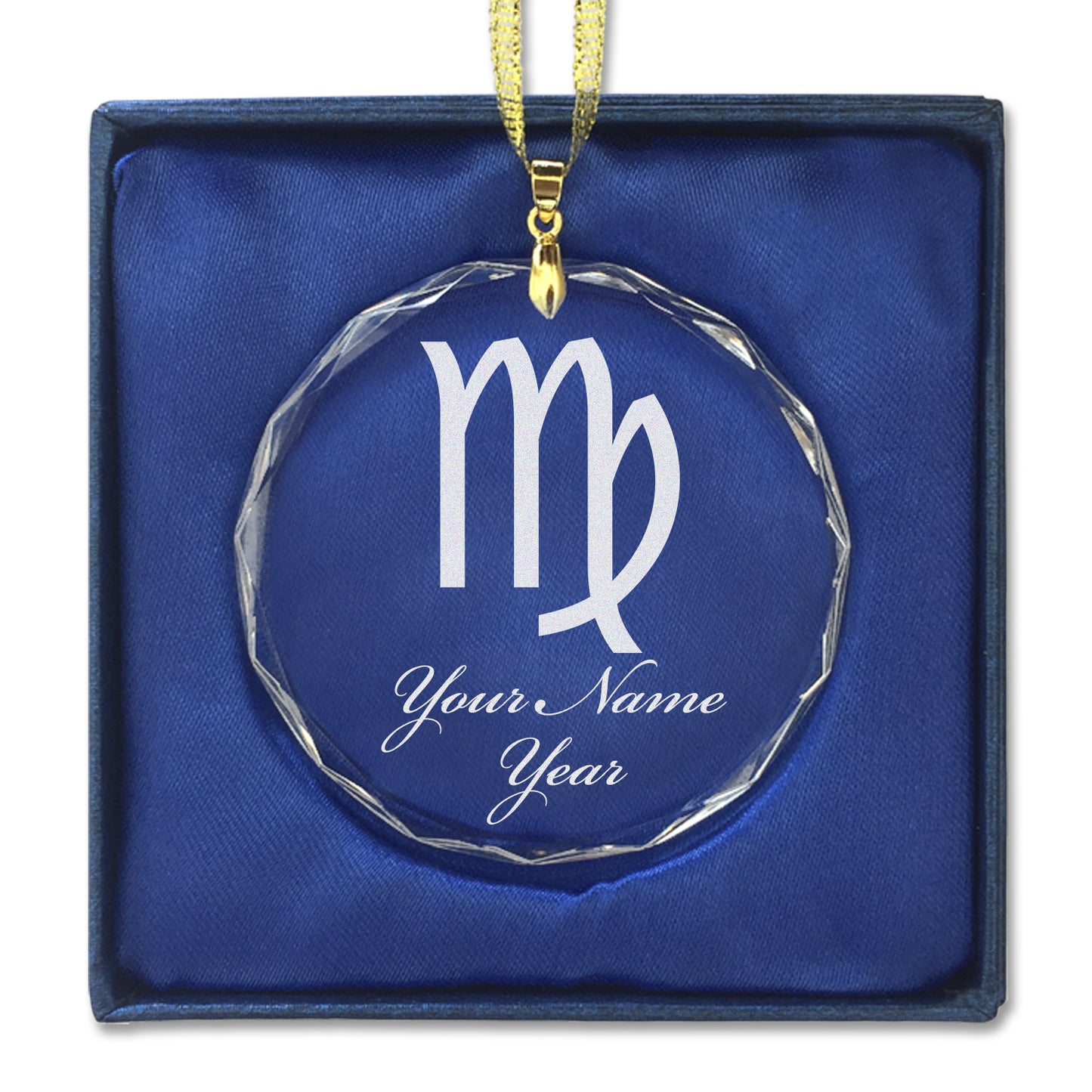 LaserGram Christmas Ornament, Zodiac Sign Virgo, Personalized Engraving Included (Round Shape)