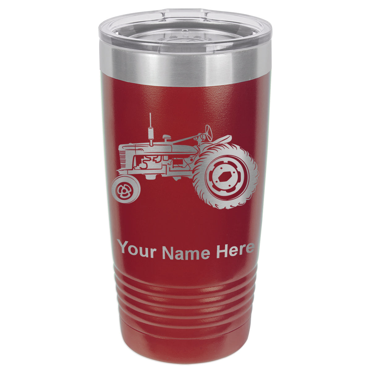 20oz Vacuum Insulated Tumbler Mug, Old Farm Tractor, Personalized Engraving Included