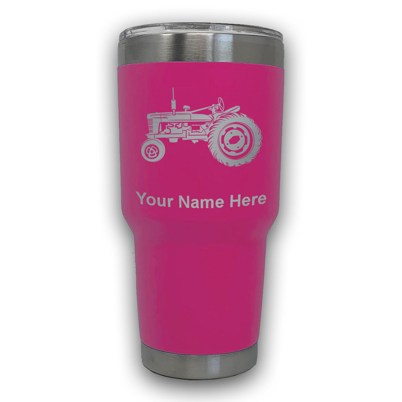 LaserGram 30oz Tumbler Mug, Old Farm Tractor, Personalized Engraving Included